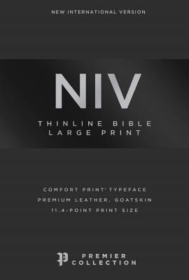 Image for NIV, Thinline Bible, Large Print, Premium Leather, Goatskin, Black, Premier Collection, Comfort Print