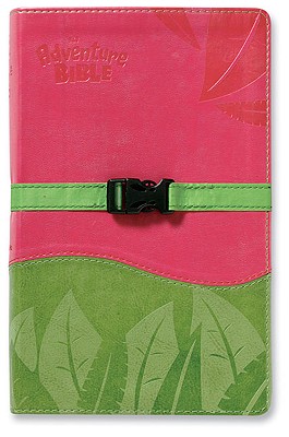 Adventure Bible, NIV Updated, Clip Closure, Italian Duo-Tone, Pink / Green