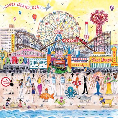 Galison Michael Storrings Jigsaw Puzzle, Summer at The Amusement Park, 500 Pieces, 20 x 20, Great Family Puzzle to Enjoy Together