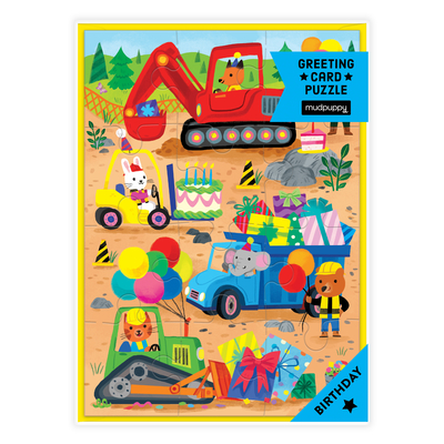 Mudpuppy Construction Site Construction Site Birthday Themed Greeting Card and Jigsaw Puzzle Includes Color Coordinated Envelope and Sticker Seal