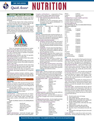 Nutrition - REA's Quick Access Reference Chart (Quick Access Reference Charts)