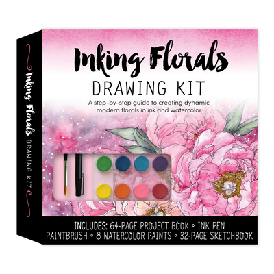 Inking Florals Drawing Kit: A step-by-step guide to creating dynamic modern florals in ink and watercolor Includes: 64-page project book, ink pen, . 8 watercolor paints, 32-page sketchbook