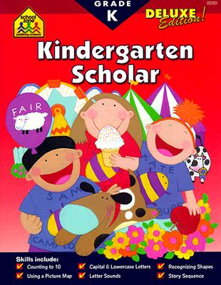 School Zone - Kindergarten Scholar Workbook - 64 Pages, Ages 5 to 6, Alphabet, Phonics, Shapes, Patterns, Counting, Addition & Subtraction, and More