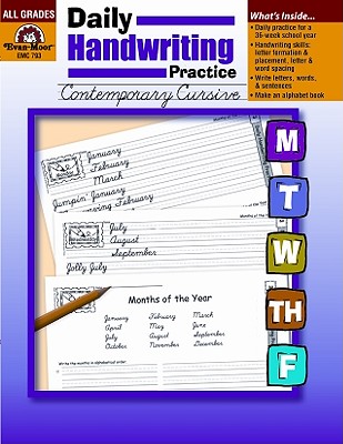 Evan-Moor Daily Handwriting Practice Contemporary Cursive, Kindergarten-Grade 6, Homeschooling and Classroom Resource Workbook, Penmanship, Writing, . Alphabet Synonyms (Daly Handwriting Practice)