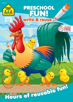 School Zone Preschool Fun! Write & Reuse Workbook: 26 Wipe-Clean Pages, Write-On Learning, Tracing, Numbers, Alphabet, Colors, Shapes, Matching, Ages 3 to 5