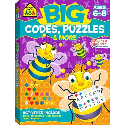 Image for School Zone - Big Codes, Puzzles & More Workbook - Ages 6 to 8, Kindergarten, 1st Grade, 2nd Grade, Crossword Puzzles, Games, Riddles, Word Searches, and More (School Zone Big Workbook Series) School Zone - Big Codes, Puzzles & More Workbook - Ages 6 to 8, Kindergarten, 1st Grade, 2nd Grade, Crossword Puzzles, Games, Riddles, Word Searches, and More (School Zone Big Workbook Series)