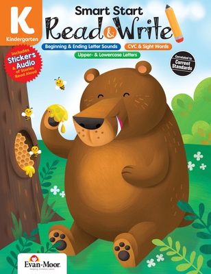 Evan-Moor Smart Start Read and Write Workbook, Grade K, Downloadable Audio Read Along, Listening Skills, Reading, Writing Letters, Spelling Skills, . Homeschool (Smart Start: Read & Write)