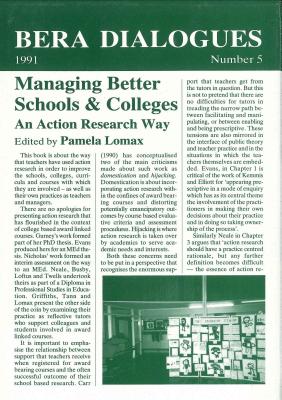 Managing Better Schools and Colleges (BERA Dialogues, 5)