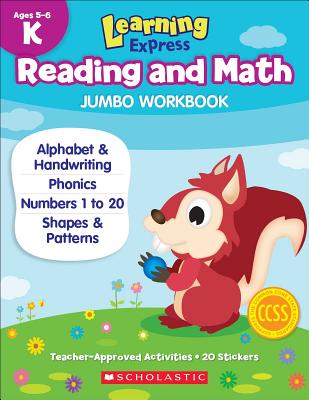 Learning Express Reading and Math Jumbo Workbook Kindergarten Scholastic Teaching Resources
